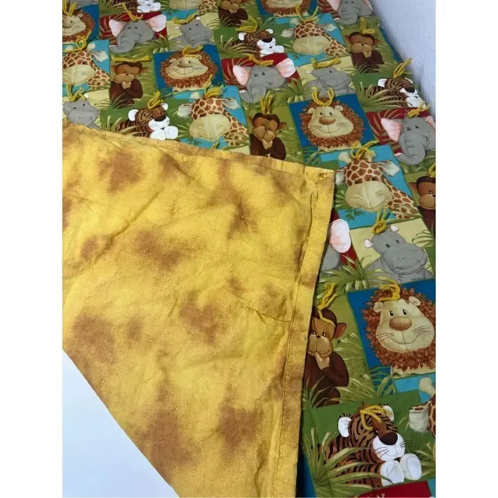 Rare Vintage Zoo Animal Baby Cotton Blanket 52”x 43”